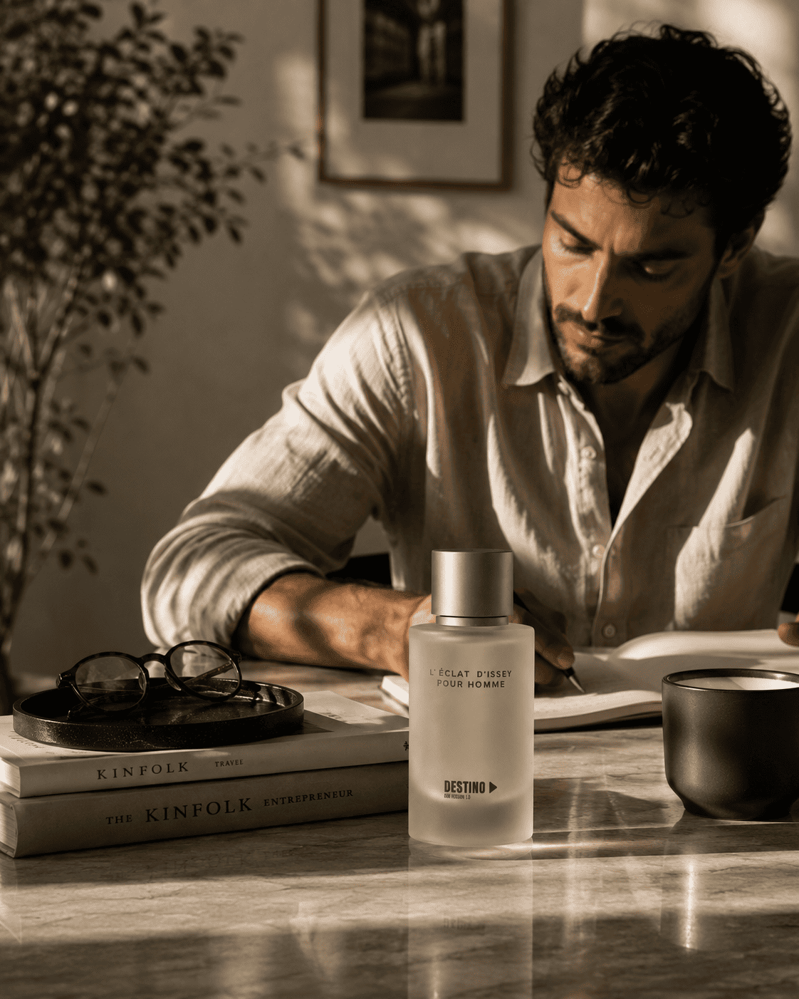 L’Eclat d’Issey shown in a lifestyle photograph with a model